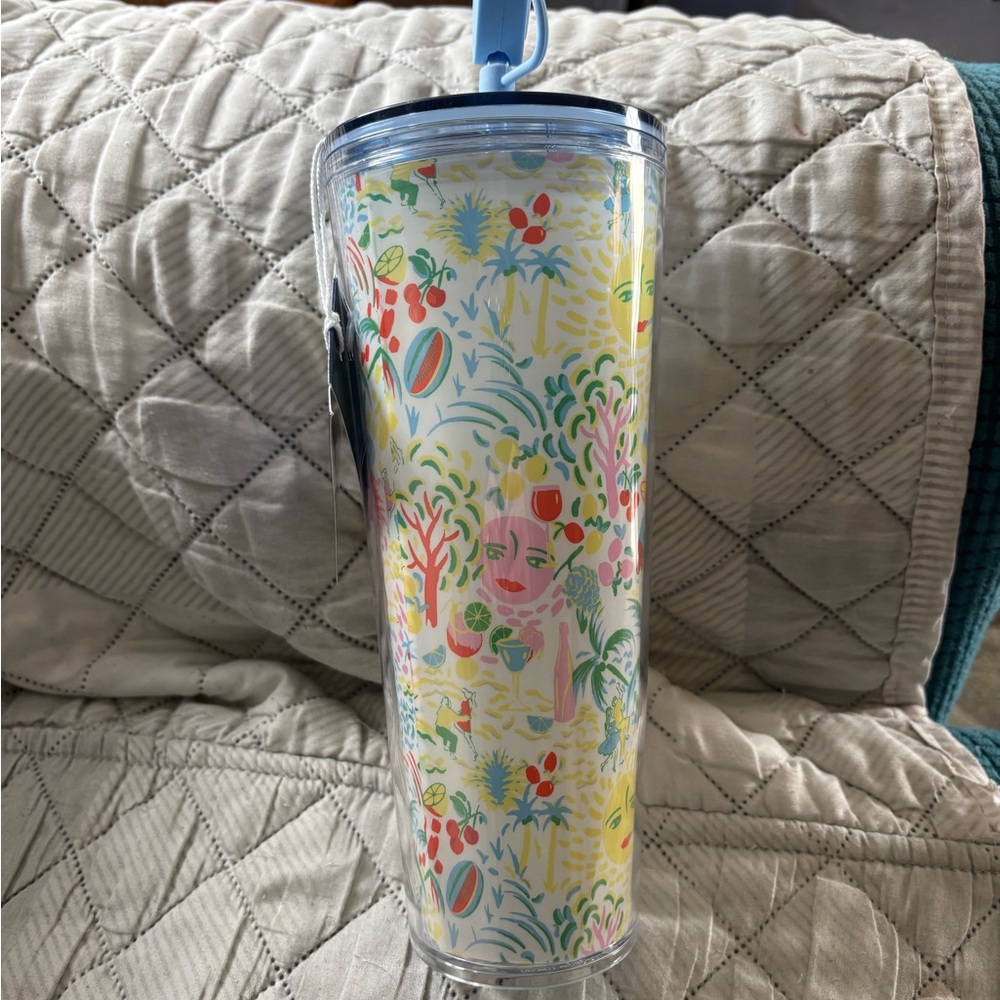 Roller Rabbit Multicolor Insulated Tumbler with Straw